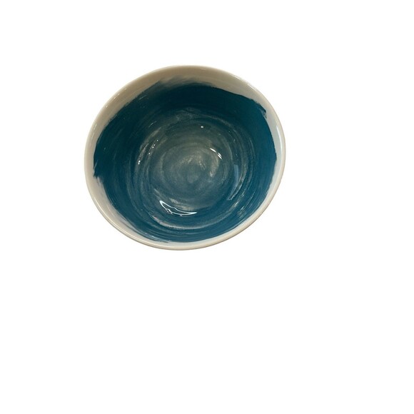 Taper + Vetiver Stoneware Bowl Blue White Watercolor Glaze 6.5” Kitchen Dining - Picture 4 of 12